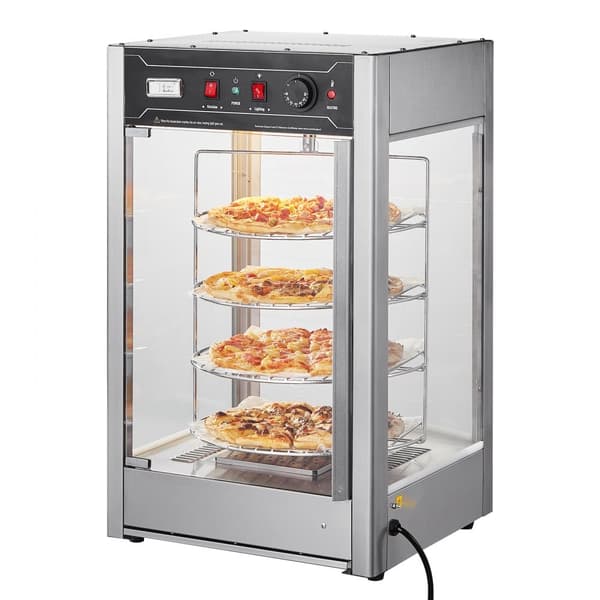 Pizzavarmer Display til 14" Pizza, 4-trins Kommerciel Elektrisk Varmer, Effektiv Madopvarmning, Hold Maden Varm