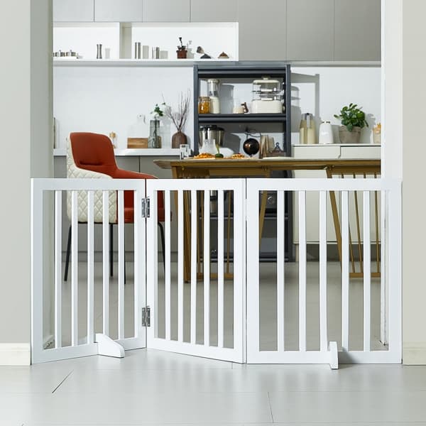 Vapaasti seisova koiraportti 24x60 tuumaa, kokoontaitettava lemmikkiportti, valkoinen design, kestävä ja turvallinen