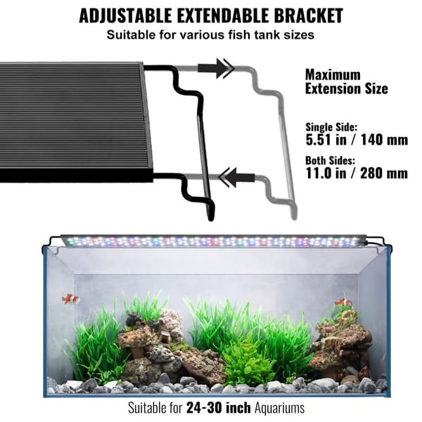 Fuld Spektrum Akvarielampe med LCD-skærm til 24"-30" Ferskvandsbeholder - 22W Effekt
