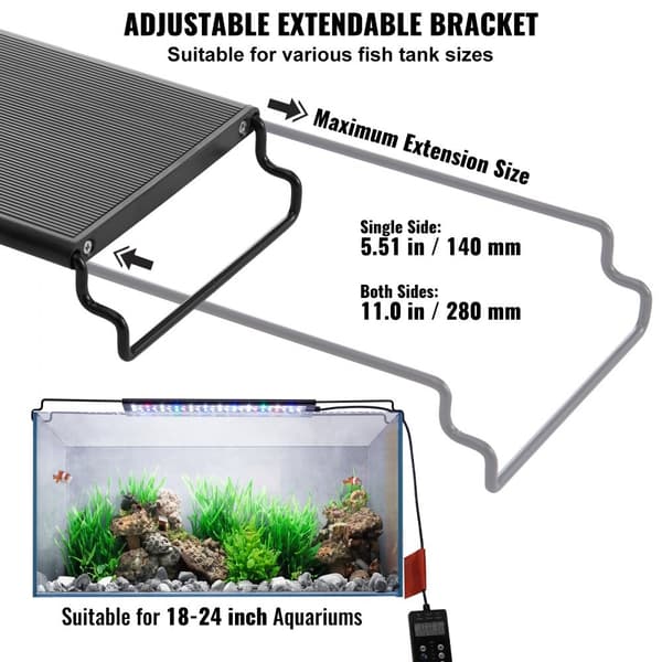 Koko spektrin akvaariovalo & LCD-näyttö 18"-24" makeavesisäiliölle 18W, energiatehokas, säädettävä valaistus