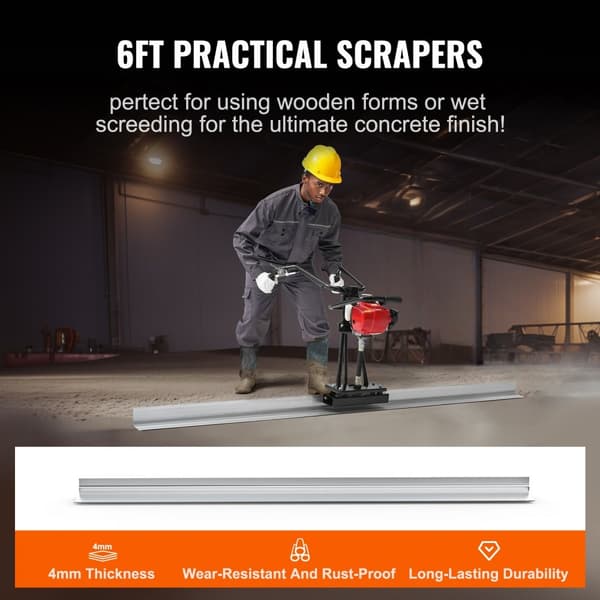 Gas Beton Power Screed, 1830 mm aluminiumsplade, 4-takts vibrerende cementmotor, højdejusterbare funktioner