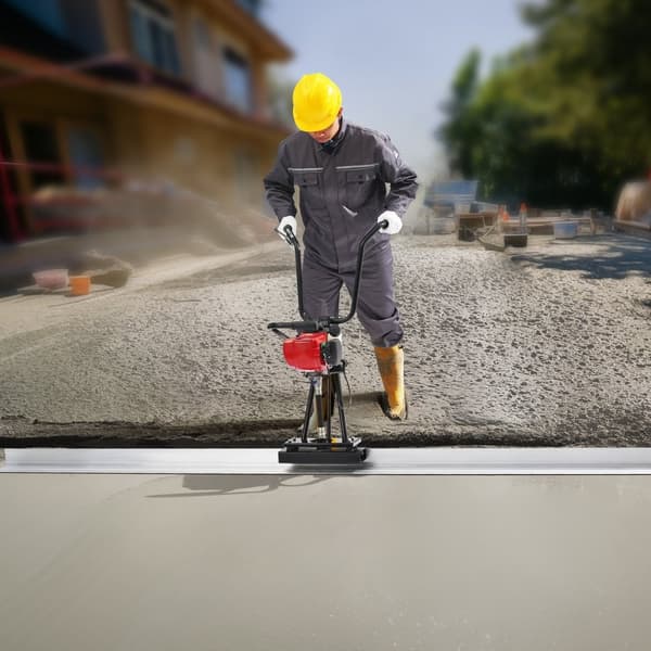 Gasbeton Power Screed, 2445 mm aluminiumsplade, lige kantstangsæt, 4-takts vibrerende cementfinisher, højdejusterbare håndtag, effektiv byggeri