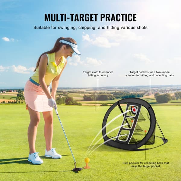 Golf Chipping Net, Pop Up Golf Øve Net, Bærbart Indendørs Golf Træningsnet med Mål/Måtte/bolde/Tee/Bæretaske til Baggård