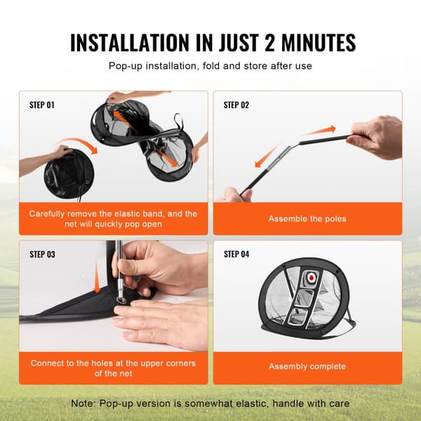 Golf Chipping Net, Pop Up Golf Øve Net, Bærbart Indendørs Golf Træningsnet med Mål/Måtte/bolde/Tee/Bæretaske til Baggård