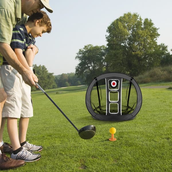 Golf Chipping Net, Pop Up Golf Øve Net, Bærbart Indendørs Golf Træningsnet med Mål/Måtte/bolde/Tee/Bæretaske til Baggård