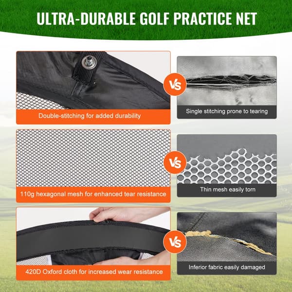 Golf Chipping Net, Pop Up Golf Øve Net, Bærbart Indendørs Golf Træningsnet med Mål/Måtte/bolde/Tee/Bæretaske til Baggård