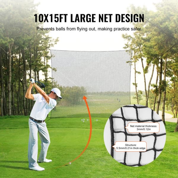 Golfverkko 10 x 15 jalkaa, monipuolinen sisätilojen harjoitusverkko golfiin, pesäpalloon, jääkiekkoon ja jalkapalloon, kestävä ja tehokas