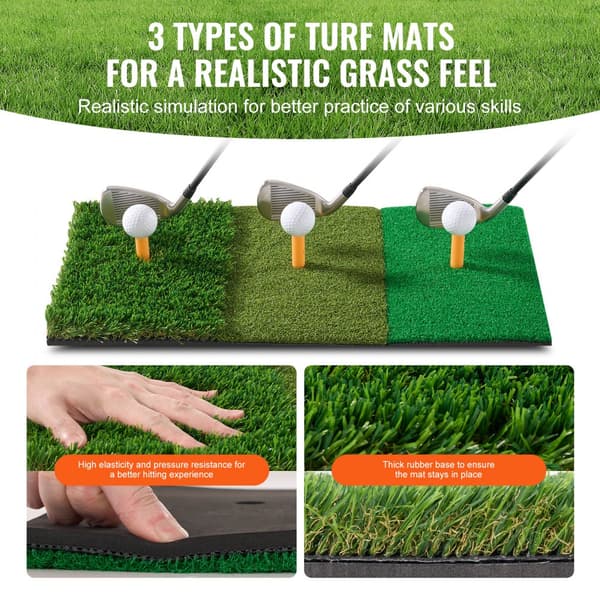 Golfnät 10x7 ft, Allt-i-1 Träningsnät för Golf, Inomhus och Utomhus, Stand för Svingträning, Inkluderar Mål, Mattor, Bollar, Tee och Golfklubba