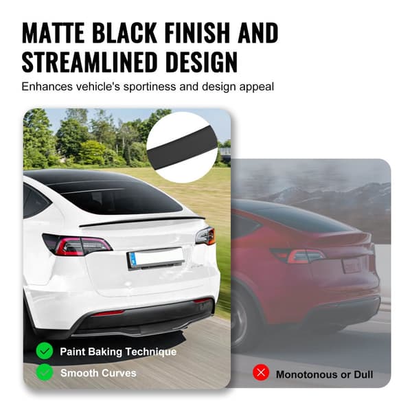 GT Wing Bilspoiler, 47,2 tommer, Kompatibel med Tesla Model Y, Højstyrke ABS-materiale, Bagelak, Racing Wing Spoiler