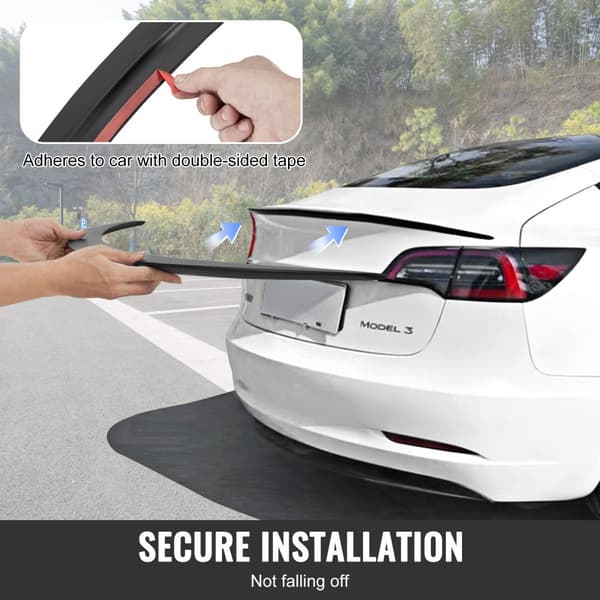 GT Wing -autospoileri 48,2 tuumaa, yhteensopiva Tesla Model 3, erittäin kestävä ABS-materiaali, leivinmaali, paranna autosi ulkonäköä