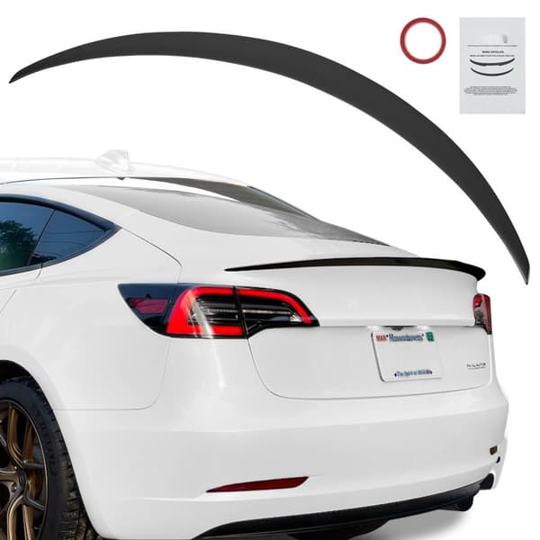 GT Wing bilspoiler 48,2 tommer, kompatibel med Tesla Model 3, højstyrke ABS-materiale, bagemaling, bilspoiler vinge