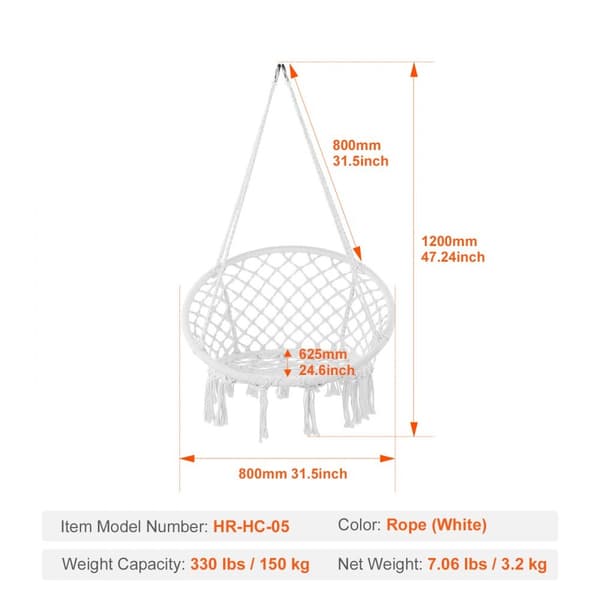 Hängmatta Macramé Hänggungstol för inomhus och utomhus, bekväm och stilren design