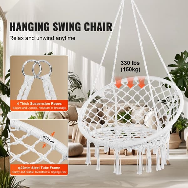 Hängmatta Macramé Hänggungstol för inomhus och utomhus, bekväm och stilren design