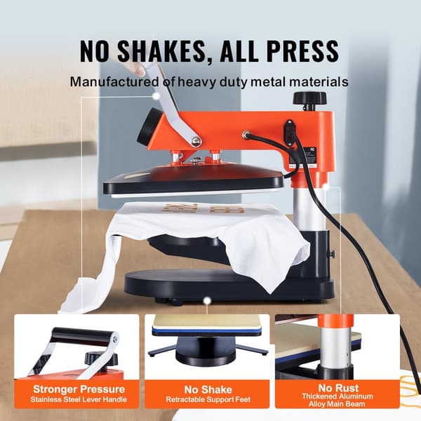 Värmepressmaskin 12x15 tum 5-i-1, sublimeringsöverföring, T-shirt, tallrik, mugg, snabb uppvärmning, digital temperaturkontroll