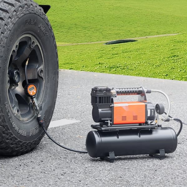 Robust luftkompressor 6L tank, 6.35 CFM, bærbar dækinflator, 150 PSI, kraftfuld pumpe