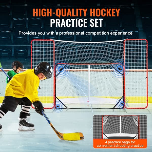 Hockeymål med backstop och måltavlor, utomhus, stål, 72”