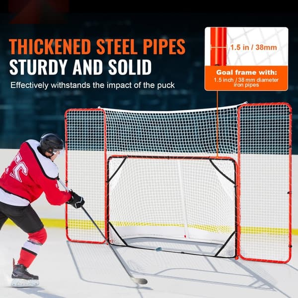 Hockeymål med backstop och måltavlor, utomhus, stål, 72”