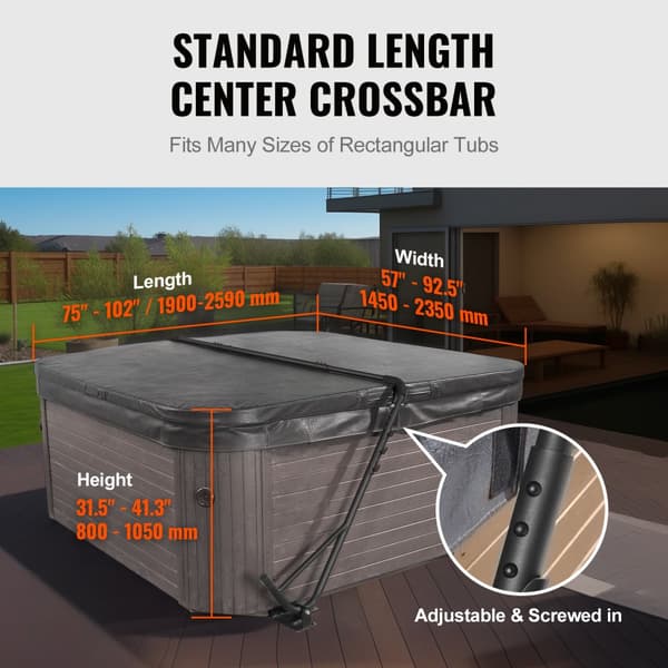 Spa Cover Lift, justerbar 31,5" - 41,3" højde, 57" - 92,5" bredde, installeret under på begge sider, perfekt til varmepool