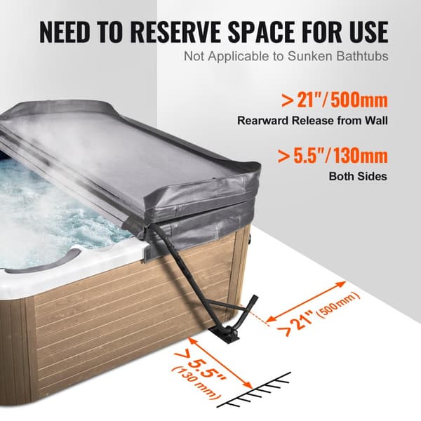 Spa Cover Lift, justerbar 31,5" - 41,3" højde, 57" - 92,5" bredde, installeret under på begge sider, perfekt til varmepool