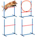 Miniatyrbillede 1 af 9: Hunde Agility Træningsudstyr Sæt 4 Stk. Hække og Hoppering Forhindringer, Holdbart og Justerbart