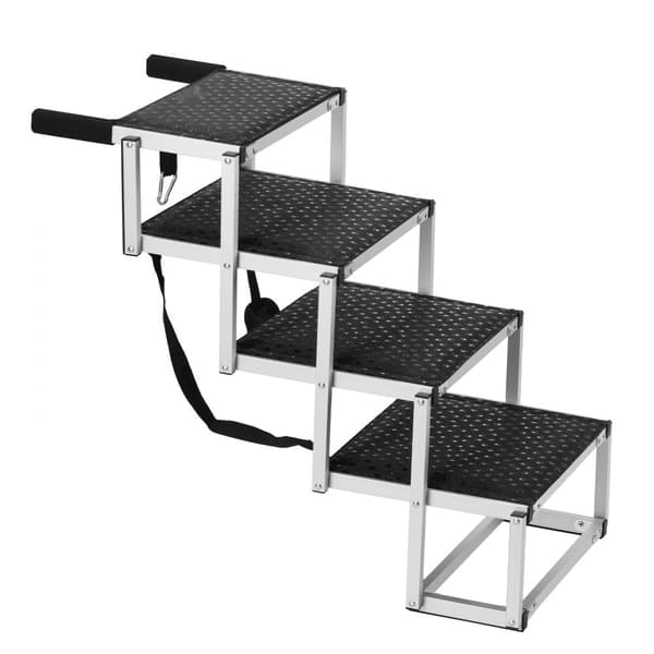 Hundetrappe til biler 4-trins sammenklappelig, aluminium, belastning op til 150 lbs, skridsikker, letvægtsdesign