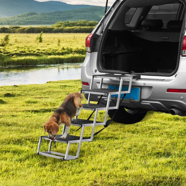 Hundetrappe til biler, 5-trins sammenklappelige hundetrin, Aluminium, Belastning op til 150 lbs, Bæredygtig design, Letvægt, Sikkerhed og stabilitet