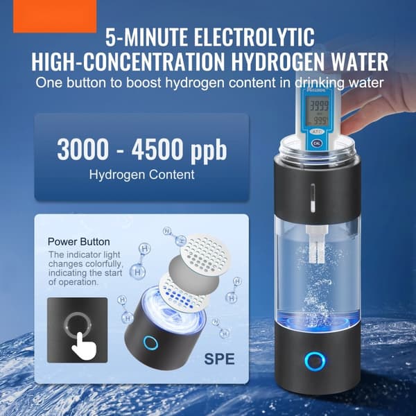Vätgasvattenflaska Generator, 230 ml / 8,1 oz Kapacitet, Bärbar Vätgasvattenmaskin, SPE-teknik, Vätgasrik Vattenjonmaskin