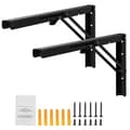 Miniatyrbillede 1 af 9: Hyldebeslag Sammenfoldelig 24” L, 2 Stk, Heavy Duty, Mat Sort L Hyldebeslag, 5 mm Tykkelse, Stålreolbeslag, Justerbare Beslag til Hylder