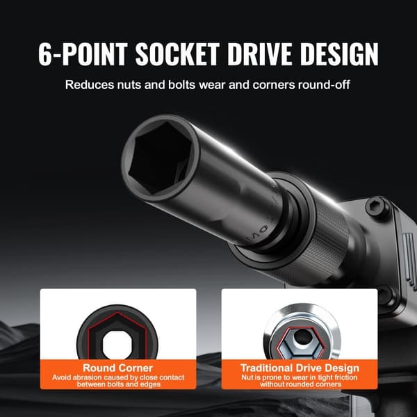 Slagnøglesæt 15 dele, 6-punkts 3/8" drive, bits ratchet værktøjssæt med kasse