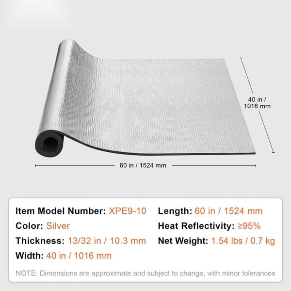 Isoleringsrulle Aluminiumfolie XPE Skumkerne Radiant Barrier, 40 tommer x 5 fod, energieffektiv, termisk isolering