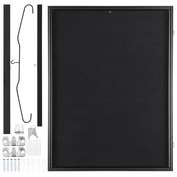 Jersey skærmramme 24 x 32 x 1,5 tommer, aflåselig skyggeboks til sportsjersey, 98 % UV-beskyttelse, PC-glas, med bøjler