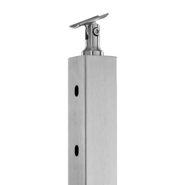 Kabelgelænderstolpe 42x2x2in, 30° vinklet hul, Trappegelænder, Sølv, 1 stk., holdbar og stilfuld