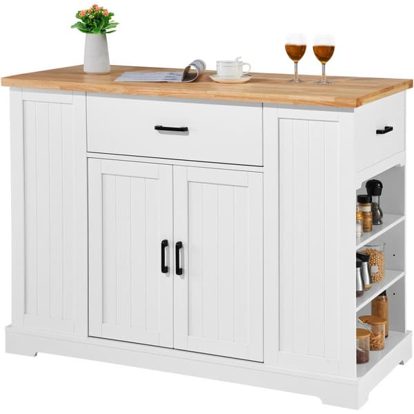 Kökö Island Cart Förvaringsskåp, Serveringsvagn med Låda och Hyllor, Multifunktionell Design, Hållbar och Praktisk