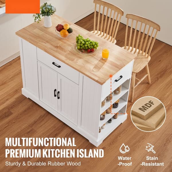 Kökö Island Cart Förvaringsskåp, Serveringsvagn med Låda och Hyllor, Multifunktionell Design, Hållbar och Praktisk