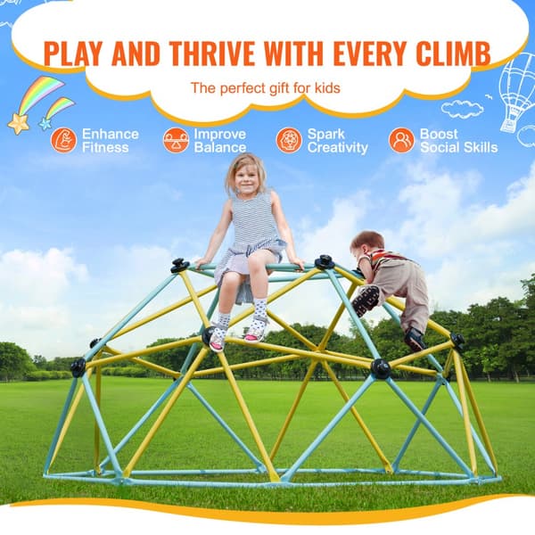 Klatredome, 6FT geometrisk klatrecenter til børn 3-9 år, jungle gym understøtter 600 LBS, nem montering