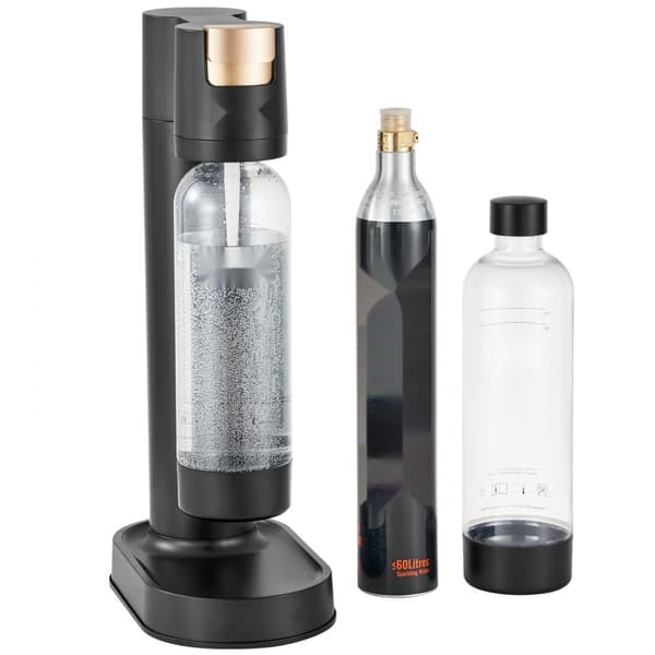 Mousserende vandmaskine 2L, sodavandsmaskine til hjemmebrug, Seltzer-vandstartsæt med 2 BPA-frie flasker, CO2-cylinder, kompatibel med alle flasker
