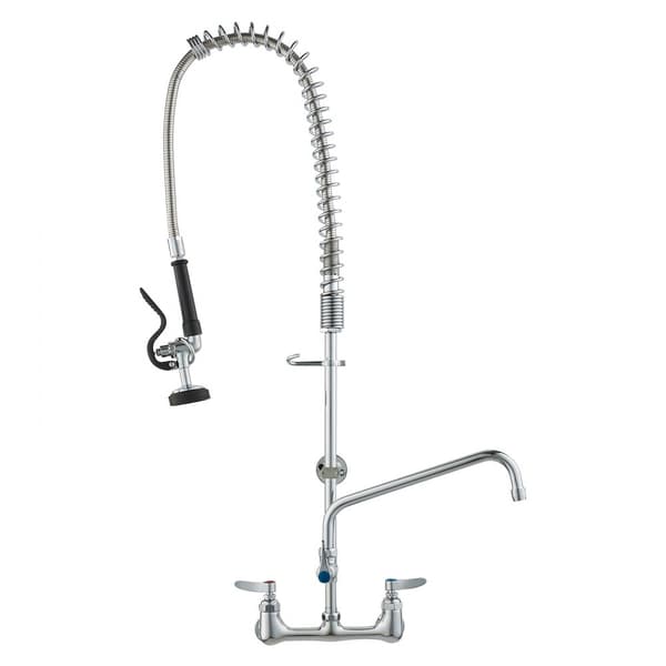 Kommerciel vandhane med forskylningssprøjte, 36" højde, 8" center, 12" svingtud, vægmonteret køkkenvaskarmatur, messingkonstruktion, holdbar kvalitet
