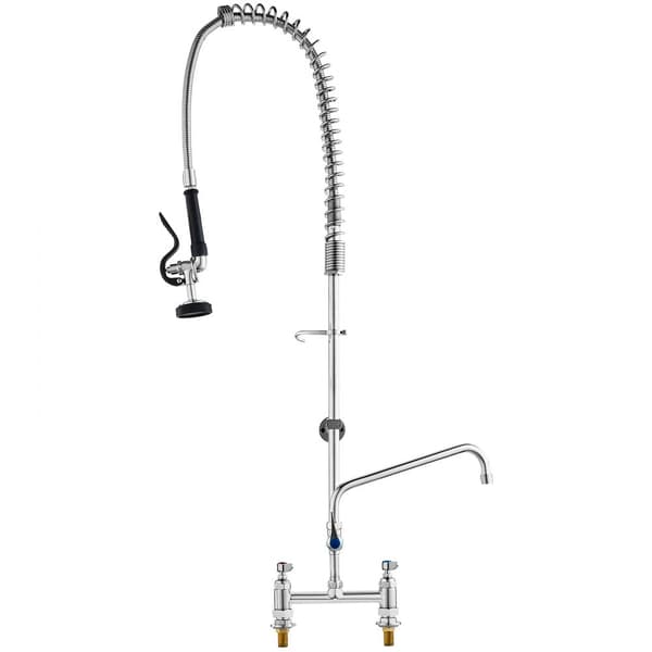 Kommerciel vandhane med forskylningssprøjte, 44" højde, 8" center, 12" svingtud, dækmonteret køkkenvaskarmatur, holdbar messingkonstruktion