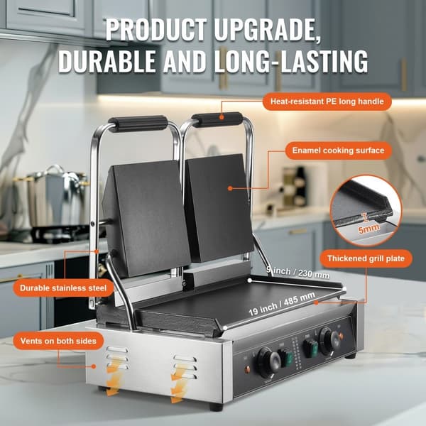 Kommersiell Panini Press Grill, Elektrisk Smörgåsgrill, Ugn för Smörgåsar, Effektiv Värme, Kompakt Design
