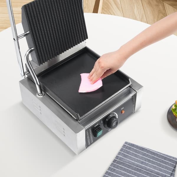 Kommersiell Panini Pressgrill, Elektrisk Smörgåsmaskin, Grillplåt 9"x9", Effektiv Grilling, Hög Kvalitet