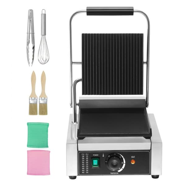 Kommersiell Panini Pressgrill, Elektrisk Smörgåsmaskin, Grillplåt 9"x9", Effektiv Grilling, Hög Kvalitet
