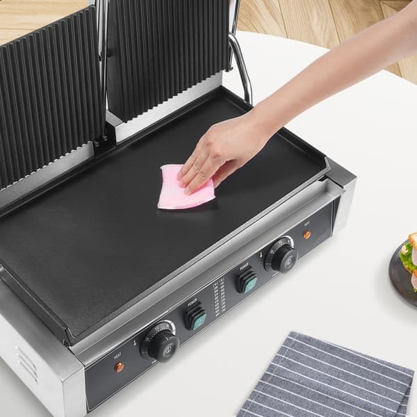 Kommersiell Panini Press, Elektrisk Smörgåsgrill, 485x230mm, Hög Effektivitet, Justerbar Temperatur