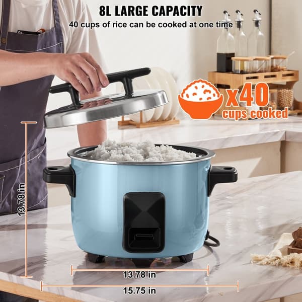 Kommerciel riskoger 40-kopper, non-stick gryde, 8L, 24 timers hold varm, restaurantudstyr