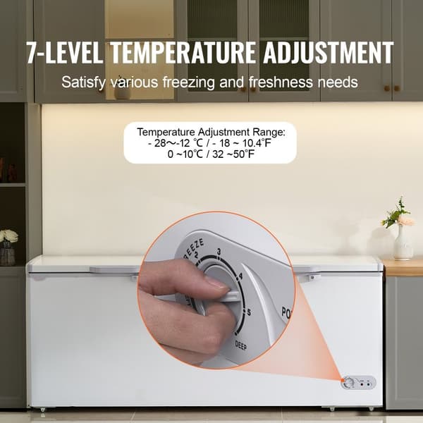 Kummefryser 19,8 cu.ft / 561 L dybfryser med 4 aftagelige kurve, energieffektiv, rummelig opbevaring
