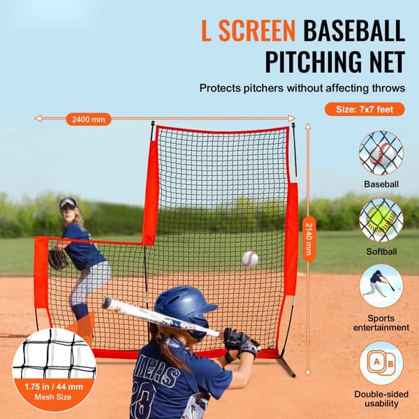 L Screen Baseball 7x7 ft, Batting Cage Säkerhetsskärm, Bärbar Body Protector, Softball Skärm med Bärväska, Hållbarhet och Enkel Användning
