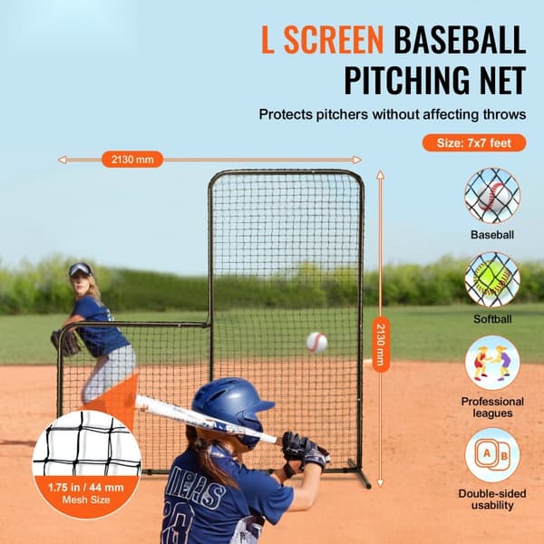 L Screen Baseball för Batting Cage, 7x7 ft Softball Säkerhetsskärm, Bärbar Body Protector med Bärväska, Hög Kvalitet