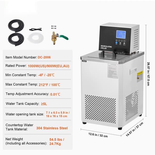 Laboratoriekøler Circulator 6L, Recirkulerende Chiller, -20°C til 100°C, Temperaturkontrol, Effektiv og Pålidelig