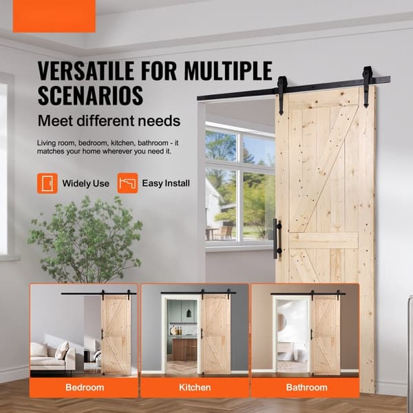 Stalddørssæt 30" x 84", Træskydedør, Glat Finish, Isenkramsæt, Holdbar Konstruktion