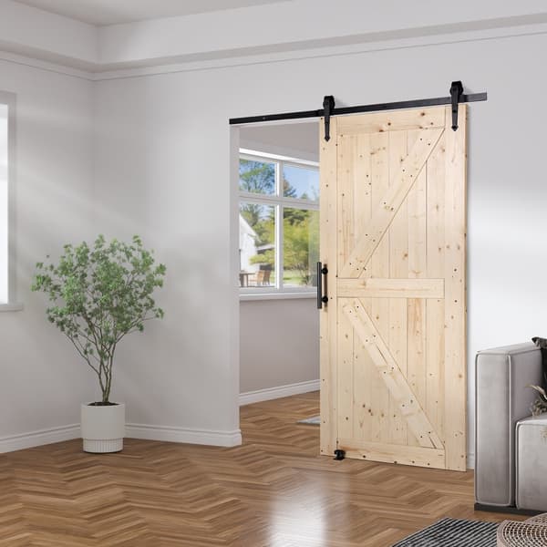 Navetan ovi ja laitteistosarja 36" x 84", puinen liukuovisarja, sujuva käyttö ja kestävä laatu