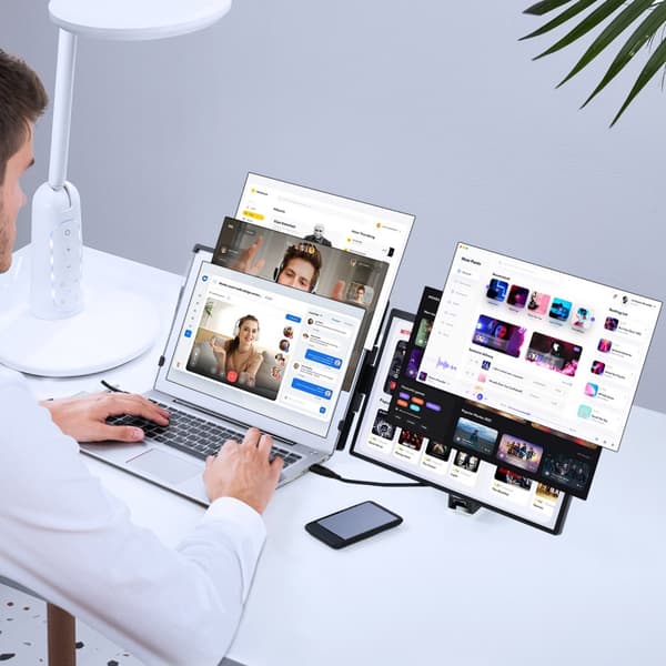 Laptop Skærmextender 14" HD 1080P, bærbar skærm til 13"-17" bærbare computere, kompakt design, høj opløsning